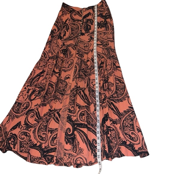 EUC Smooth Sailing Button-Front Maxi Skirt Coral Pink Paisley Combo Size 0 Boho - Picture 10 of 10